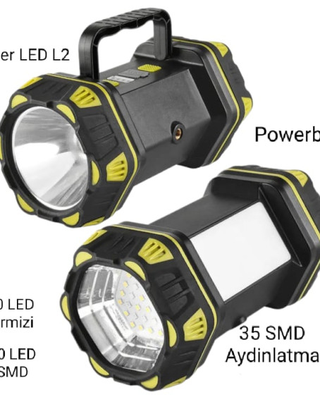 F.B.I F-262 Yeni Güçlü Çift Taraflı Taşınabilir Spot Ve Işıldak USB Powerbank Şarjlı Fener