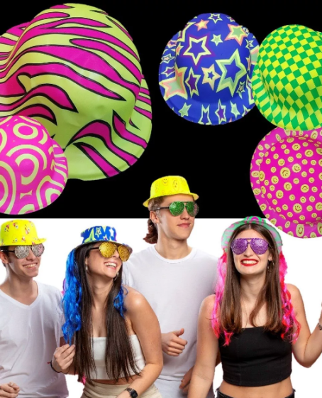 Farklı Desenlerde Plastik Neon UV Işık Parti Şapkası 1 Adet Farklı Desenlerde Plastik Neon UV Işık Parti Şapkası 1 Adet