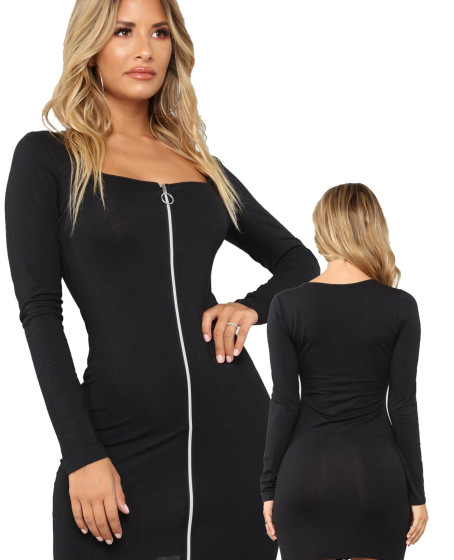 Fermuarlı Mini Elbise