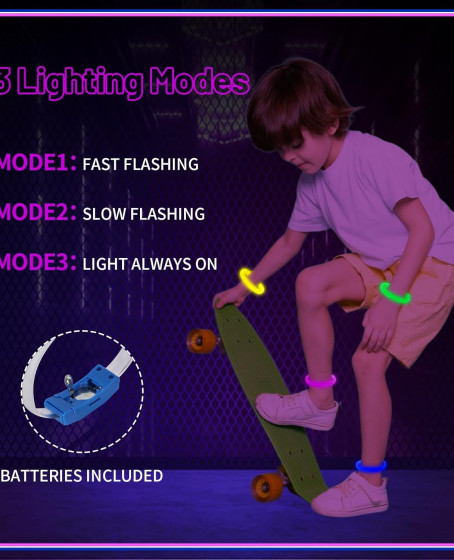Festival & Parti LED Bileklik Baskı Yapılabilir 3 Farklı Mod Işıklı 1 Adet