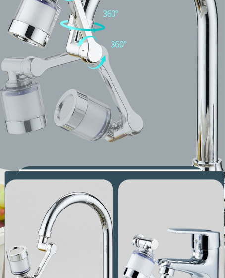 Filtreli Kireç Hapsedici Robotik Kol Musluk Başlığı - Mutfak Banyo Musluk Uzatma Aparatı Ucu