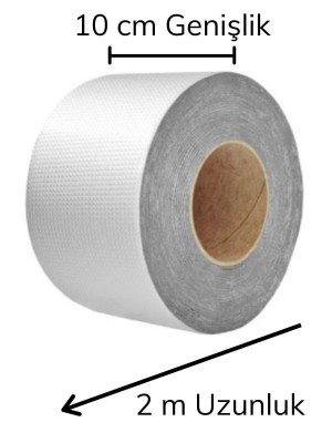 Folyo Kauçuk Bant Yapışkanlı Su Geçirmez Çatı Boru Tamir Bandı (2Metre x 10 Cm)