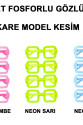 Fosforlu Kare Model Glow Parti Gözlüğü Karanlıkta Yanan Gözlükler 12 Adet
