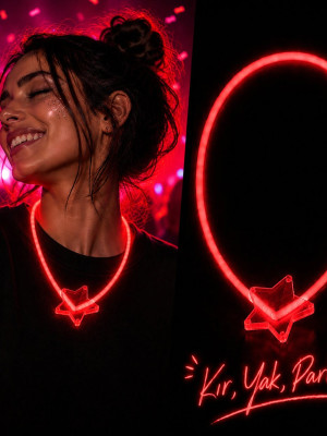 Fosforlu Yıldız Parti Kolyesi – Neon Işıklı Kolye Kırmızı Renk Fosforlu Yıldız Parti Kolyesi – Neon Işıklı Kolye Kırmızı Renk