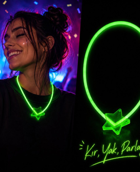 Fosforlu Yıldız Parti Kolyesi – Neon Işıklı Kolye Yeşil Renk Fosforlu Yıldız Parti Kolyesi – Neon Işıklı Kolye Yeşil Renk