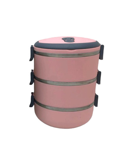 YEMEK TERMOSU AÇIK PEMBE 3LÜ SEFER TASI SAKLAMA KABI 1.8LT
