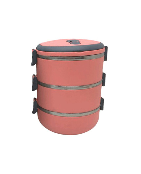 YEMEK TERMOSU KOYU PEMBE 3LÜ SEFER TASI SAKLAMA KABI 1.8LT