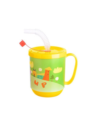 3 Adet pipetli Çocuk Içecek Bardağı Desenli Bardak 350ml