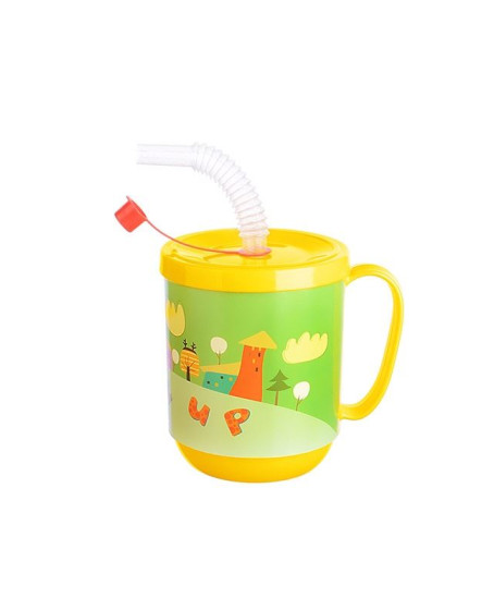 3 Adet pipetli Çocuk Içecek Bardağı Desenli Bardak 350ml