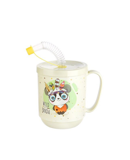 3 Adet pipetli Çocuk Içecek Bardağı Desenli Bardak 350ml