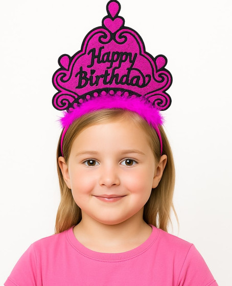 Fuşya Happy Birthday Prenses Tacı – Doğum Günü Taç Aksesuarı Fuşya Happy Birthday Prenses Tacı – Doğum Günü Taç Aksesuarı