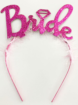 Fuşya Renk Bekarlığa Veda İtalik Yazı Alyanslı Bride Taç Fuşya Renk Bekarlığa Veda İtalik Yazı Alyanslı Bride Taç