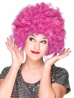 Fuşya Renk Kıvırcık Afro Bonus Peruk Saç Parti Peruğu Fuşya Renk Kıvırcık Afro Bonus Peruk Saç Parti Peruğu