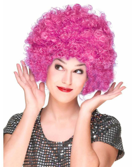 Fuşya Renk Kıvırcık Afro Bonus Peruk Saç Parti Peruğu Fuşya Renk Kıvırcık Afro Bonus Peruk Saç Parti Peruğu