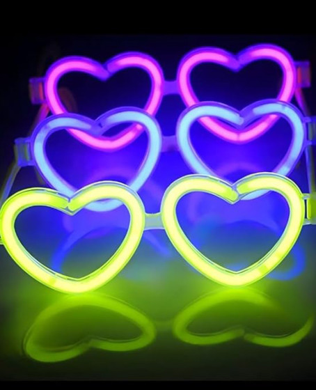 Glow Kalpli Fosforlu Gözlük 6’lı Renkli Set – Neon Parti