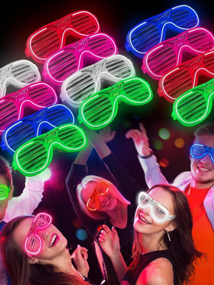 Glow Model 3 Farklı Fonksiyonlu Işıklı Panjur Parti Gözlüğü Karışık Renk 12 Adet