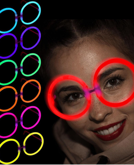 Glow  Yuvarlak Gözlük - Glow Partisi Gözlükleri - Glow Gözlük 12 Adet