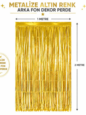 Gold Metalize Parti Perdesi 100x200 cm – Kapı ve Arka Fon Perdesi