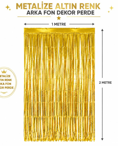 Gold Metalize Parti Perdesi 100x200 cm – Kapı ve Arka Fon Perdesi