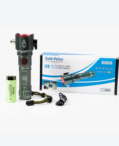 Gold Police GP-218 Acil Durum El Feneri Güçlü TG LED 3000 Lümen Gold Police GP-218 Acil Durum El Feneri Güçlü TG LED 3000 Lümen