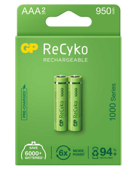 GP ReCyko 950mAh AAA Şarj Edilebilir İnce Kalem Pil 2'li Paket