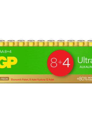 GP Ultra Alkalin AAA İnce Kalem Pil 12'li Paket