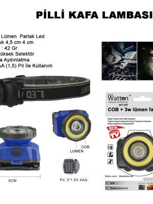 Güçlü Pilli Kafa Lambası Wt-607