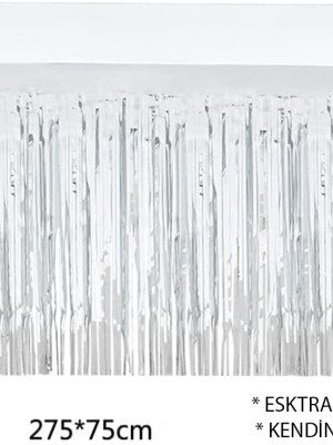 Gümüş Metalize Masa Eteği 275x75 cm – Kendinden Yapışkanlı
