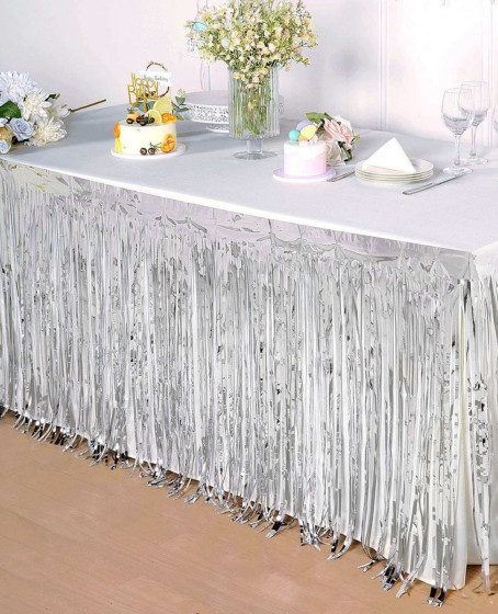 Gümüş Metalize Masa Eteği 275x75 cm – Kendinden Yapışkanlı