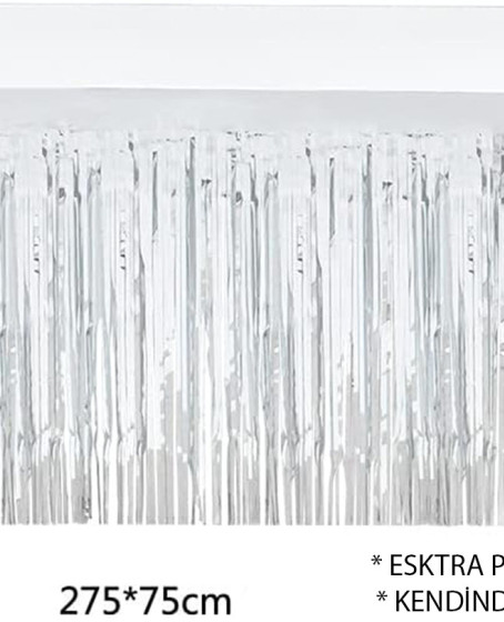 Gümüş Metalize Masa Eteği 275x75 cm – Kendinden Yapışkanlı