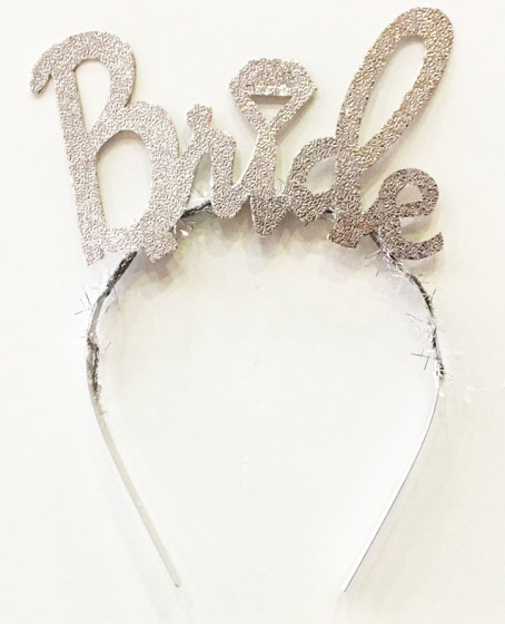 Gümüş Renk Bekarlığa Veda İtalik Yazı Alyanslı Bride Taç