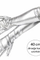Gümüş Renk Dirsek Altı Lüks Saten Eldiven 40 cm
