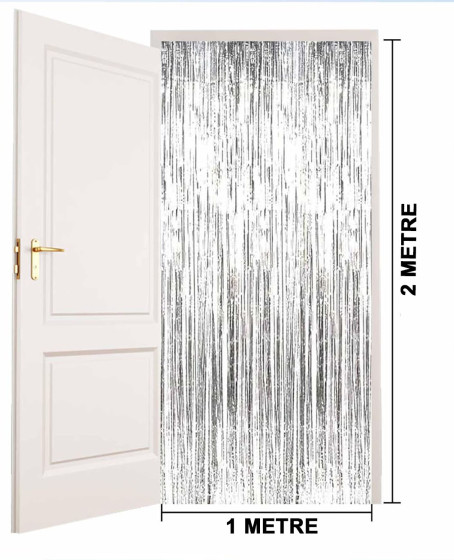 Gümüş Renk Ekstra Metalize Parlak Saçaklı Arka Fon Perde İthal A Kalite 1x2 Metre Gümüş Renk Ekstra Metalize Parlak Saçaklı Arka Fon Perde İthal A Kalite 1x2 Metre