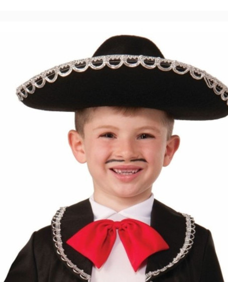 Gümüş Renk Şeritli Meksika Mariachi Latin Şapkası 55 cm Çocuk Gümüş Renk Şeritli Meksika Mariachi Latin Şapkası 55 cm Çocuk
