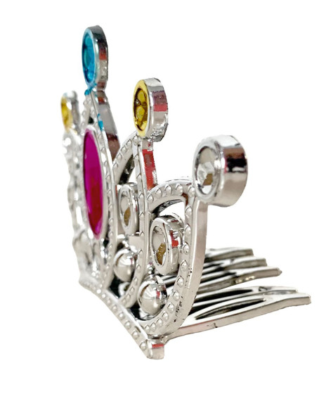 Gümüş Renk Taraklı Model Prenses Kraliçe Tacı 2 No 12x7 cm