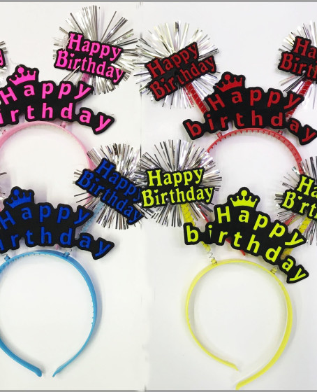 Happy Birthday Neon Renk Doğum Günü Tacı 12 Adet