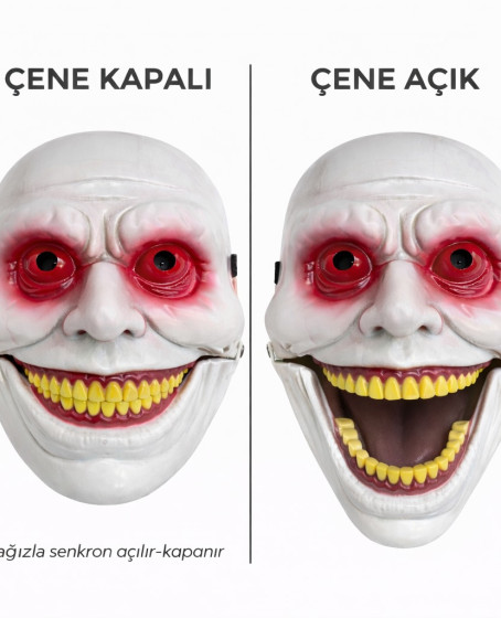 Hareketli Çene Mekanizmalı Korku Maskesi Kırmızı