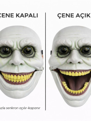 Hareketli Çene Mekanizmalı Korku Maskesi Yeşil