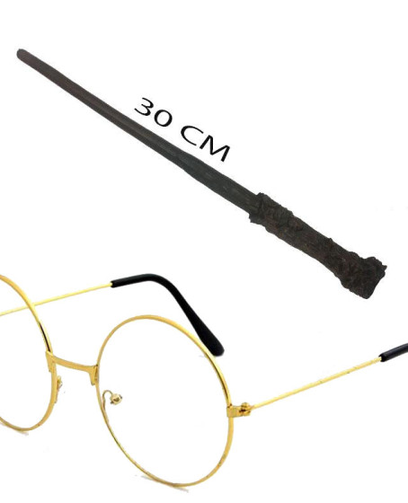 Harry Potter Asası 30 cm ve Metal Harry Potter Gözlüğü