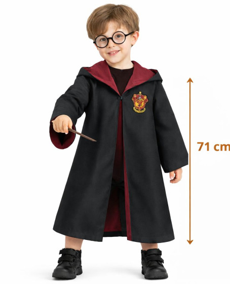 Harry Potter Çocuk Bebek Kostüm Seti – Asa Gözlük Pelerin 71 cm (2-4 Yaş)