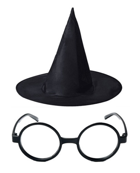Harry Potter Büyücü Şapkası ve Harry Potter Büyücü Gözlüğü Siyah Renk Harry Potter Büyücü Şapkası ve Harry Potter Büyücü Gözlüğü Siyah Renk