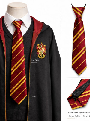 Harry Potter Gryffindor Fermuarlı Ayarlanabilir Kravat