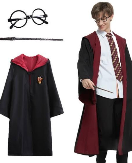 Harry Potter Gryffindor Kapişonlu Çocuk Kostüm + Asa + Gözlük Seti 5-6 Yaş Harry Potter Gryffindor Kapişonlu Çocuk Kostüm + Asa + Gözlük Seti 5-6 Yaş