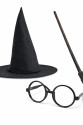 Harry Potter Tarzı Çocuk Seti (Siyah Keçe Şapka, Asa, Gözlük)