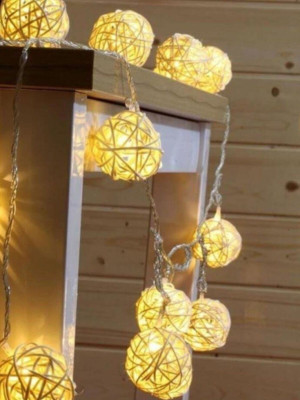 Hasır Toplar Led Işık 2 metre GÜN IŞIĞI Dekor Lambası Hasır Toplar Led Işık 2 metre GÜN IŞIĞI Dekor Lambası