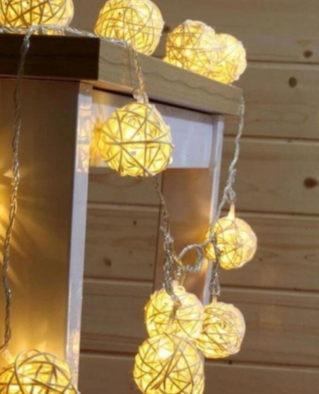 Hasır Toplar Led Işık 2 metre GÜN IŞIĞI Dekor Lambası