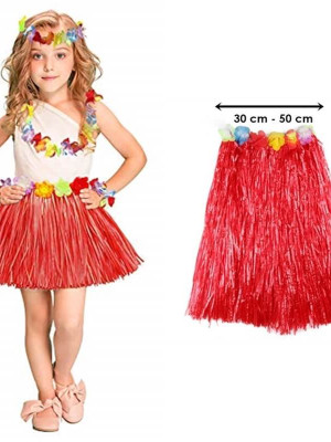 Hawaii Hula Eteği Kırmızı Renk 40 cm Hawaii Hula Eteği Kırmızı Renk 40 cm
