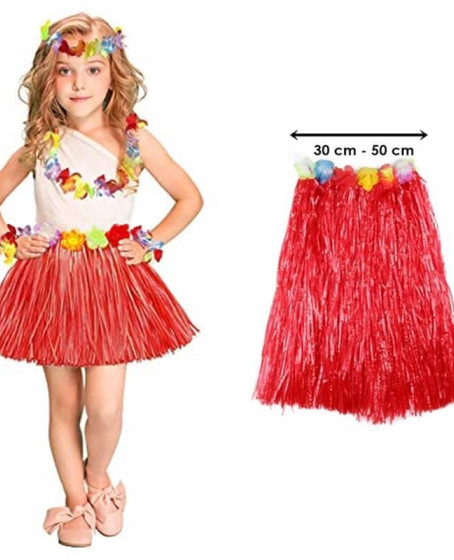 Hawaii Hula Eteği Kırmızı Renk 40 cm