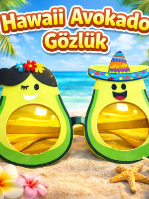 Hawaii Temalı Avokado Gözlük – Kostüm & Parti Gözlüğü