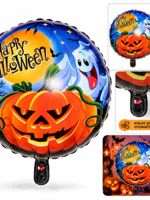 Hayalet ve Balkabağı Desenli Folyo Balon 18 İnç – 45 cm